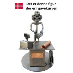 Gavekurv med metalfigur - Butiksassistent - Mandlig salgsassistent - �l og hygge
