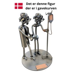 Gavekurv med metalfigur - Port�r - Vin og hygge