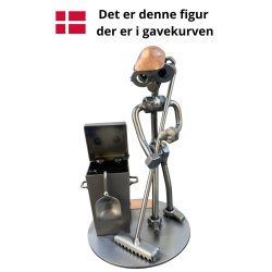 Gavekurv med metalfigur - Serviceassistent - Pedel - �l og hygge