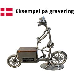 Gavekurv med metalfigur - Mand P� Ladcykel - Vin og hygge
