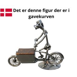 Gavekurv med metalfigur - Mand P� Ladcykel - �l og hygge