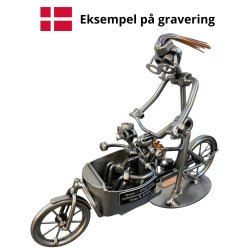Gavekurv med metalfigur - Dagplejer - Ladcykel - Vin og hygge