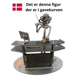 Gavekurv med metalfigur - Mandlig receptionist - �l og hygge