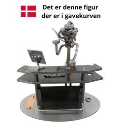 Gavekurv med metalfigur - Kvindelig receptionist - Vin og hygge