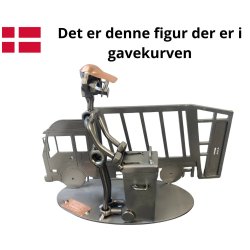Gavekurv med metalfigur - Renovationsmedarbejder - Skraldemand - Vin og hygge