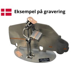 Gavekurv med metalfigur - Varevognschauff�r - Pakkebud - Vin og hygge