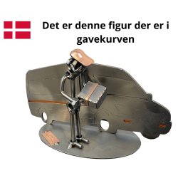 Gavekurv med metalfigur - Varevognschauff�r - Pakkebud - Vin og hygge