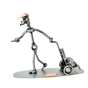 Metallfigur - Discgolfspelare med vagn