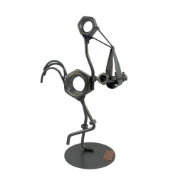 Metalfigur - Stork med baby