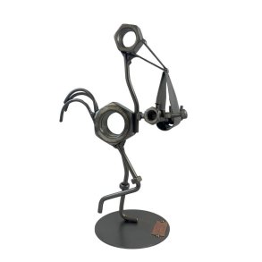 Metalfigur - Stork med baby