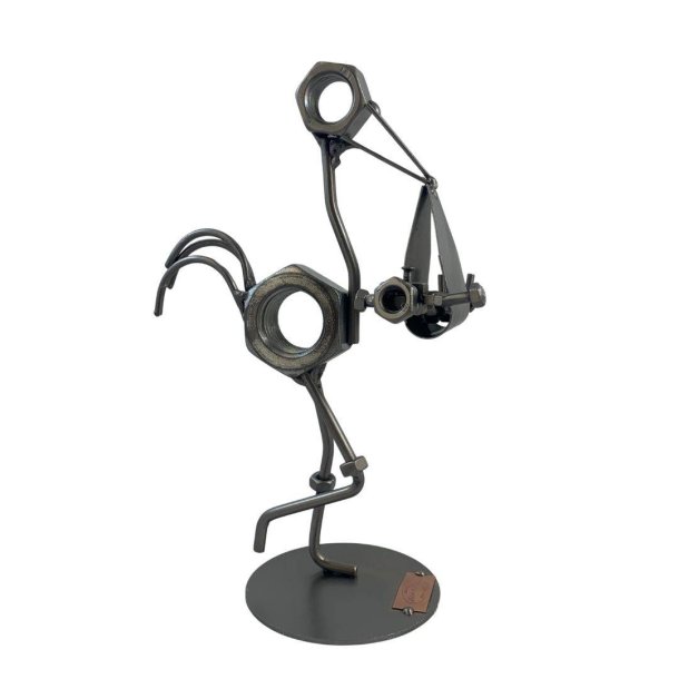 Metallfigur - Stork med baby