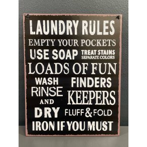 Metalskilt - Laundry rules