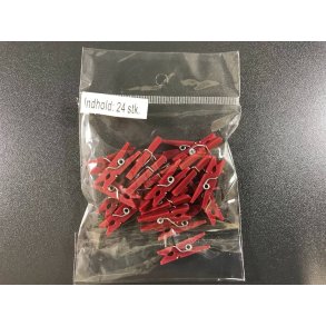 Mini klemmer - Rd - Pose med 24 stk. 