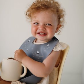 Mushie - Silikone Hagesm�k Med Opsamler - Bl� Med Sejlb�de