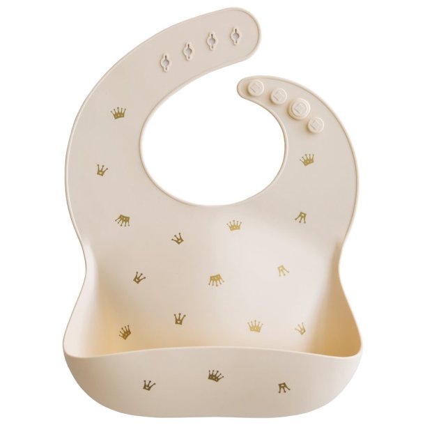 Mushie - Silikone Hagesmk Med Opsamler - Creme Hvid Med Kroner
