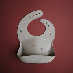 Mushie - Silikone Hagesmk Med Opsamler - Brun Med Rumraketter