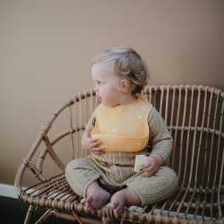 Mushie - Silikone Hagesmk Med Opsamler - Gul Med Sole