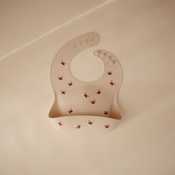 Mushie - Silikone Hagesmk Med Opsamler - Beige Med Sommerfugle