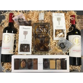 kologisk gavekurv - Gin, rdvin og hygge