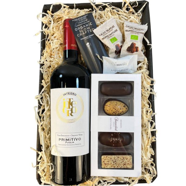 �kologisk gavekurv - Vin og chokolade