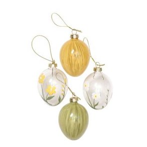 Pskeg i Glas med Flot Print - St med 4 Eksklusive g