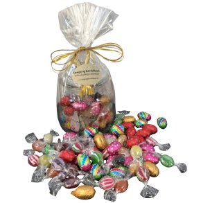 P�skekurv � P�skeglas med 62 stk. l�kkerier � 200 kr.