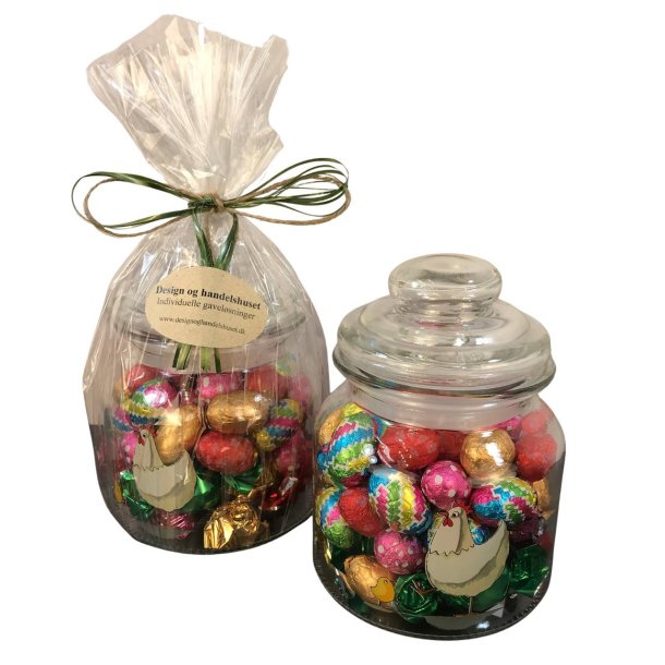 P�skekurv � P�skeglas med l�kkerier � 47 stk. chokolade