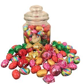 P�skekurv � P�skeglas med l�kkerier � 47 stk. chokolade