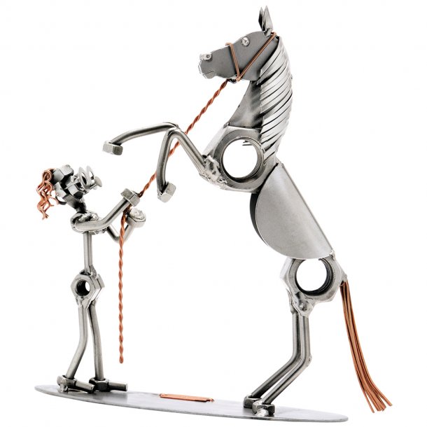 Metalfigur - Pige med hest