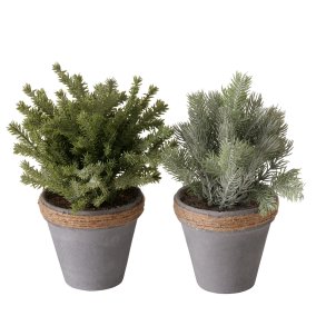 Plante potte med kunstige buske - St med 2 stk. 