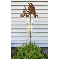 Regnm�ler � Fugle p� gren i cortenst�l