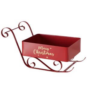 R�d kane i pulverlakeret jern med Merry Christmas tekst
