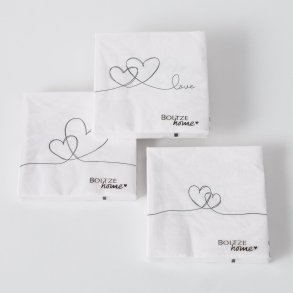 Servietter med hjerter  St med 3 pakker