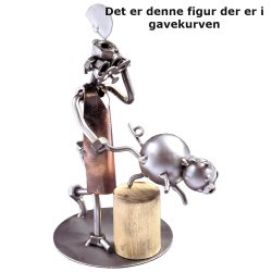 Gavekurv med metalfigur - Slagter - Vin og hygge