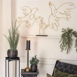 Figur med par - Trd ansigter i guld farvet metal