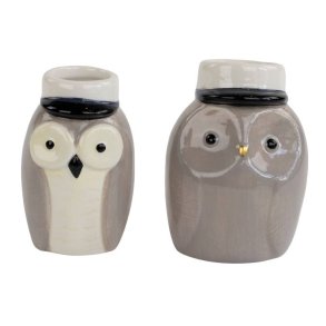 Studenter vaser - Ugler med blt bnd - St med 2 stk. 