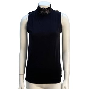 Tim og Simonsen - Top med blonde krave - Sort