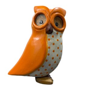 Dcuk ugle i orange med prikker p� maven 