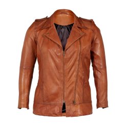 Zoey - Lder jakke - Brun