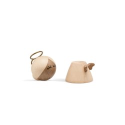 Liten FableWood �ngel i tr� med gloria som julpynt