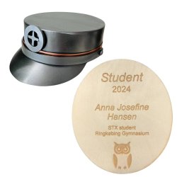 Metal studenterhue med gravering