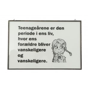 Glasskilt teenager 30x20 cm.