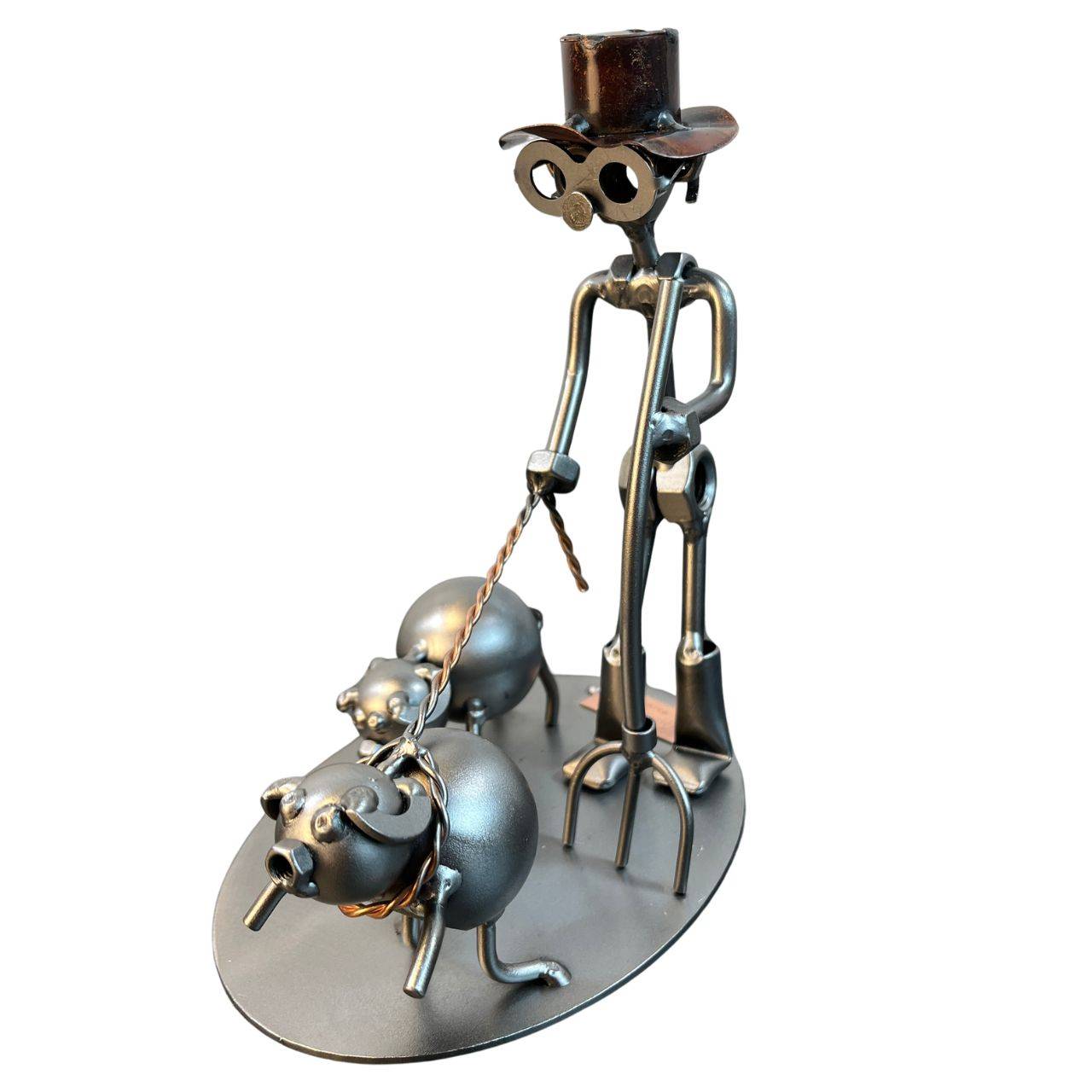 Metalfigur - Svendegave til Metalfigur Landmand med grise | Den perfekte gave til landmanden