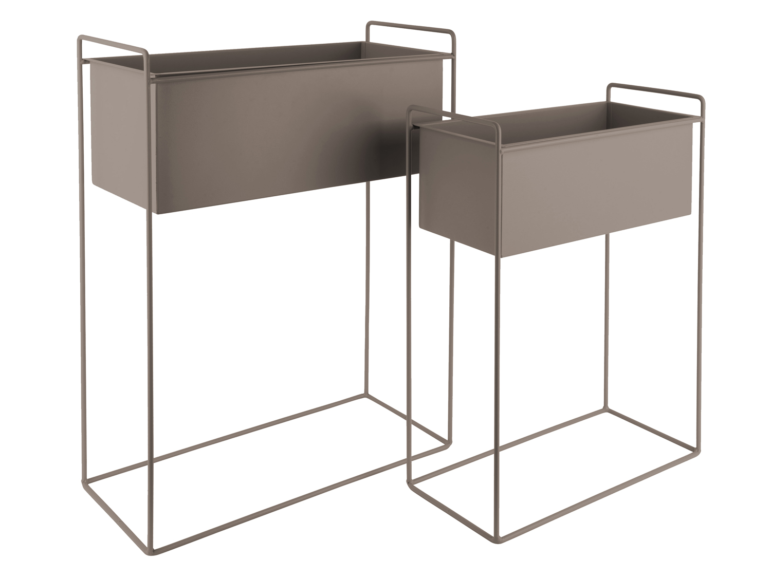 Plantekasser - Sæt/2 - Mørkegrå metal plantekasser